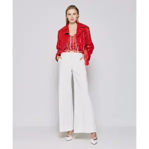 Access Fashion Flared White Trousers