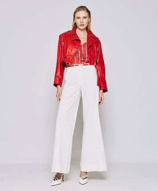 Access Fashion Flared White Trousers