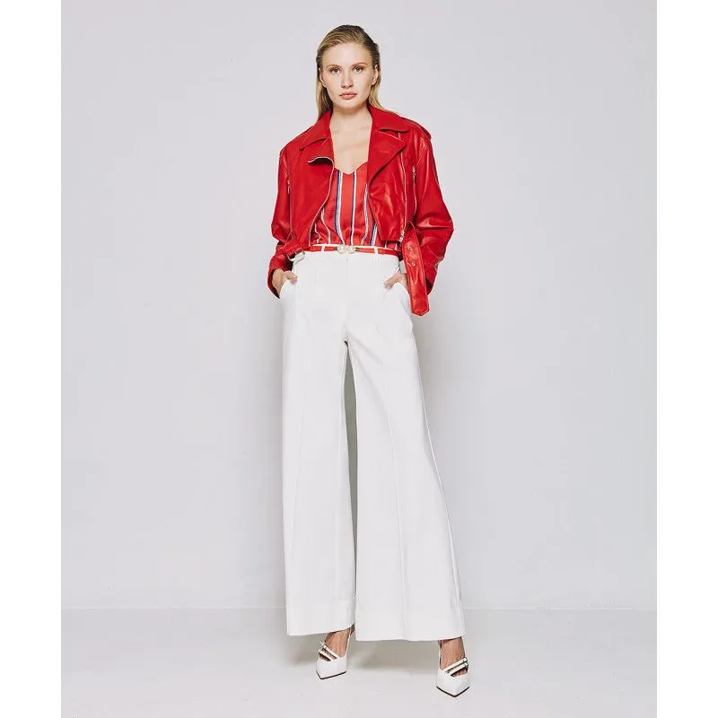 Access Fashion Flared White Trousers