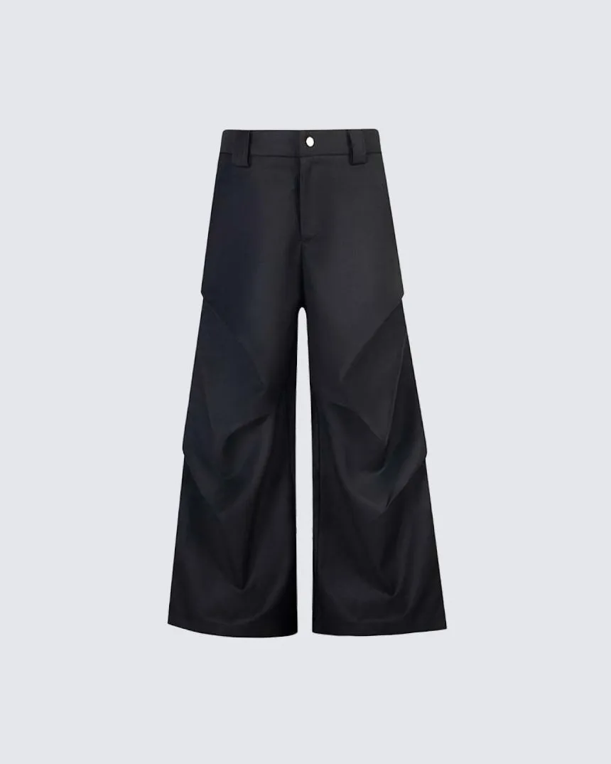 American-Style Pleated Design Slight Flare Casual Pants