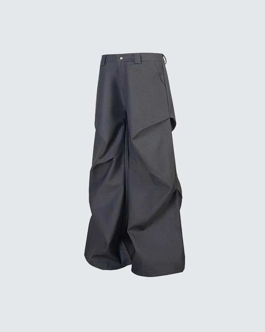 American-Style Pleated Design Slight Flare Casual Pants