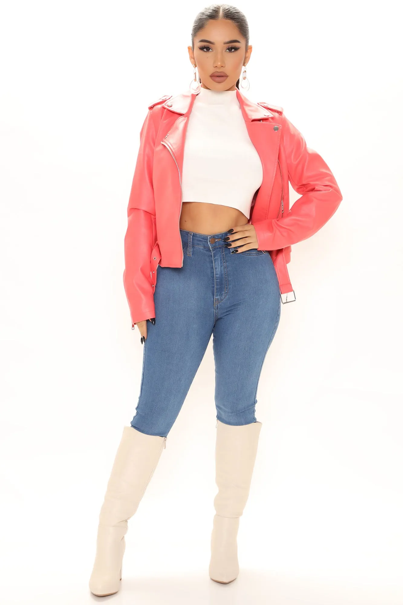 Araxie Vegan Leather Jacket - Orange