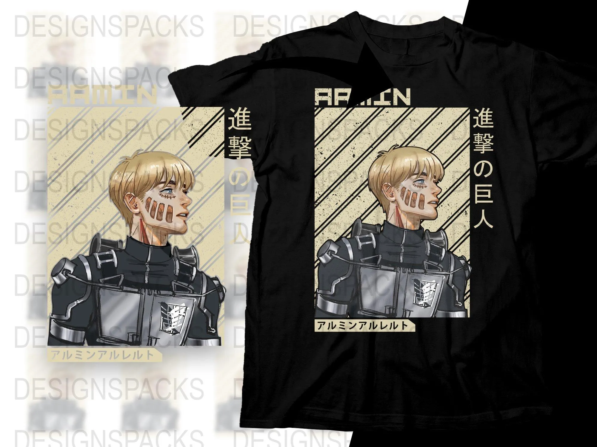 Armin Anime in Tactical Armor Png Digital Download