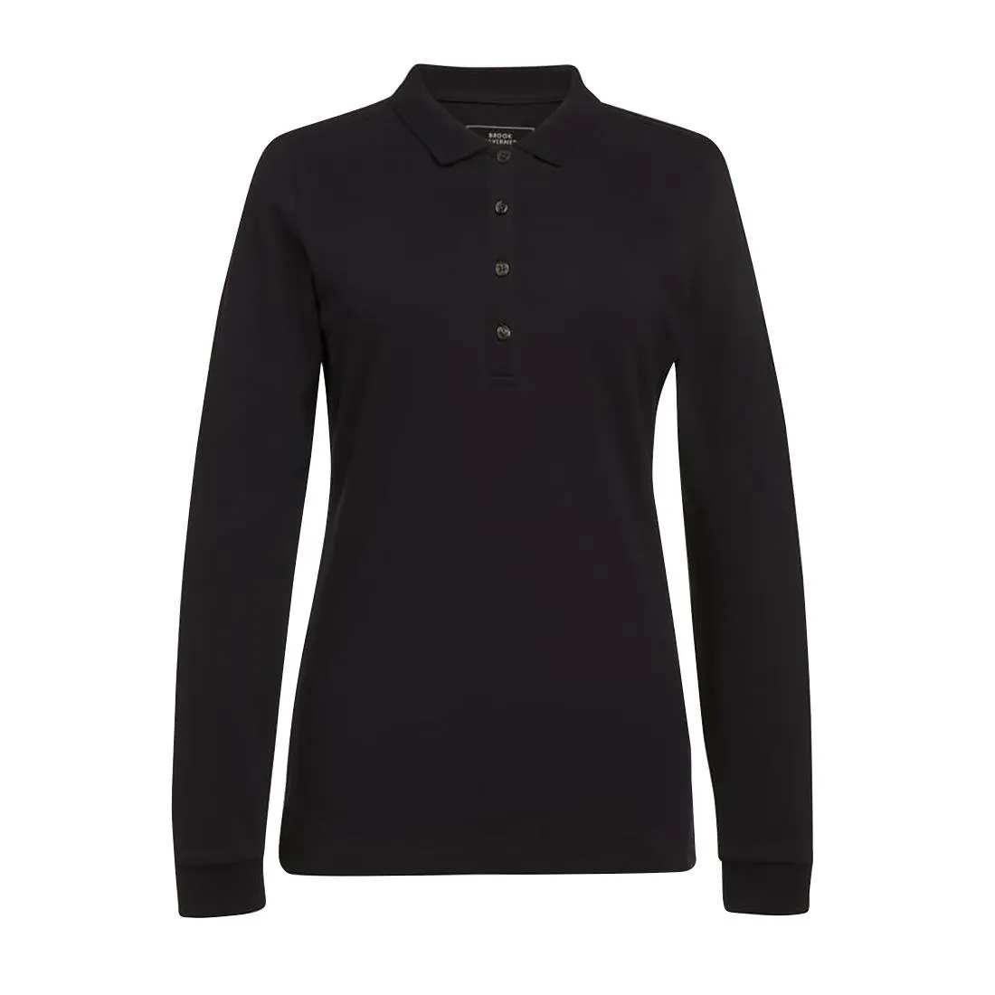 BA009-XXL Brook Taverner Anna Womens Long Sleeve Polo Shirt Black Size XXL