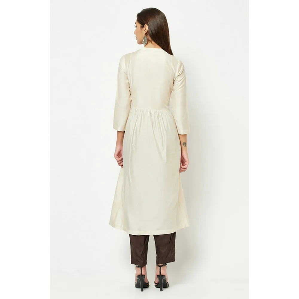 Barara Ethnic Off White Embroidered Flared Kurta