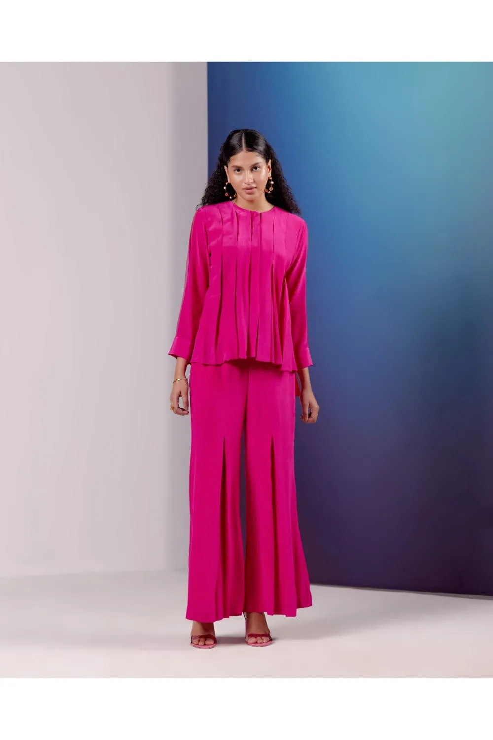 BOX PLEAT COORDS- HOT PINK