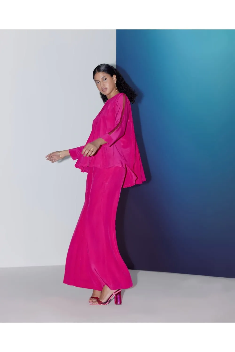 BOX PLEAT COORDS- HOT PINK