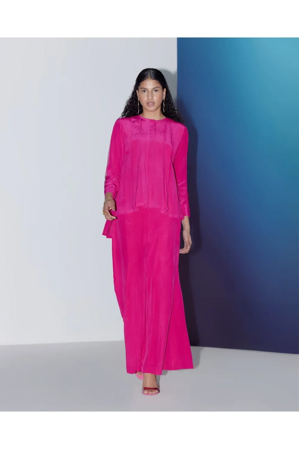 BOX PLEAT COORDS- HOT PINK