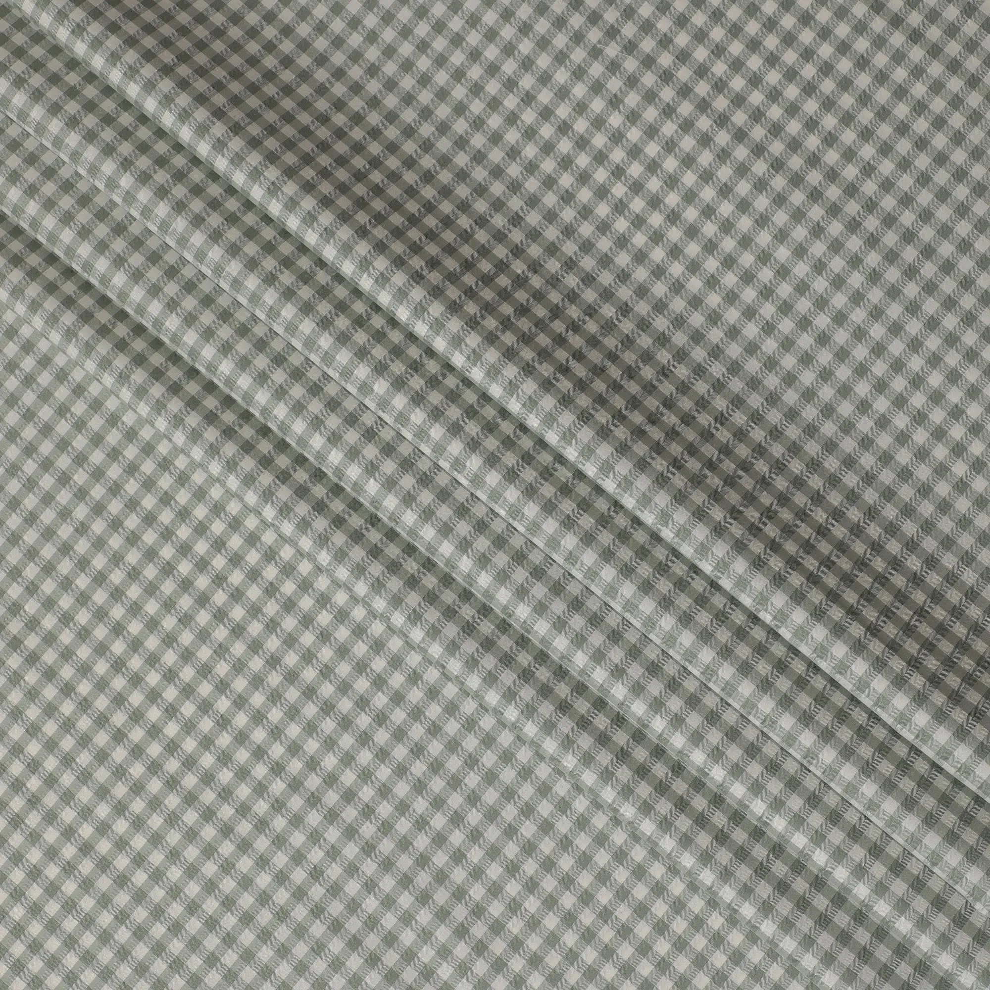 Classic Olive Gingham 100% Cotton Shirting Fabric - Versatile & Timeless, 150cm Width"-D18575