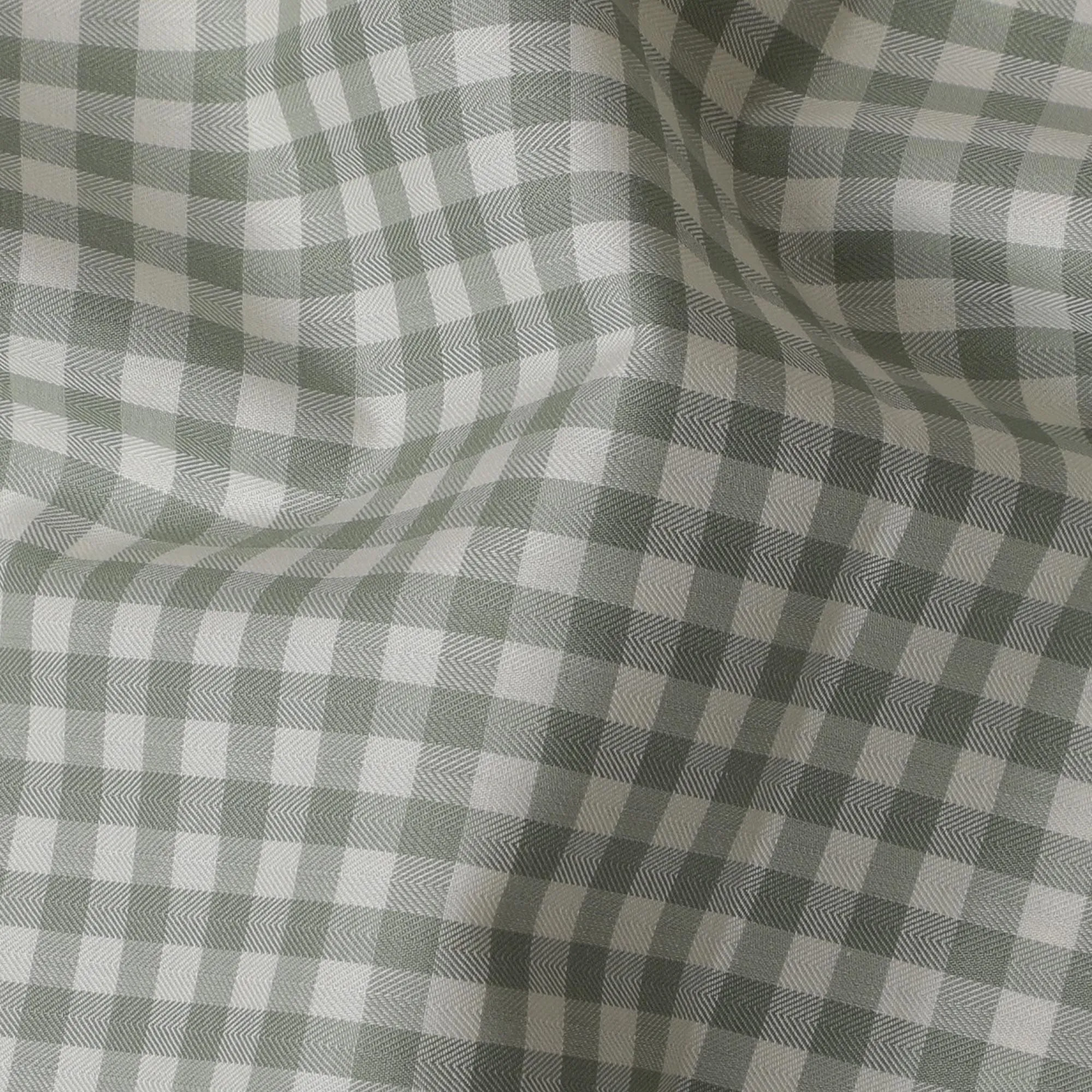 Classic Olive Gingham 100% Cotton Shirting Fabric - Versatile & Timeless, 150cm Width"-D18575