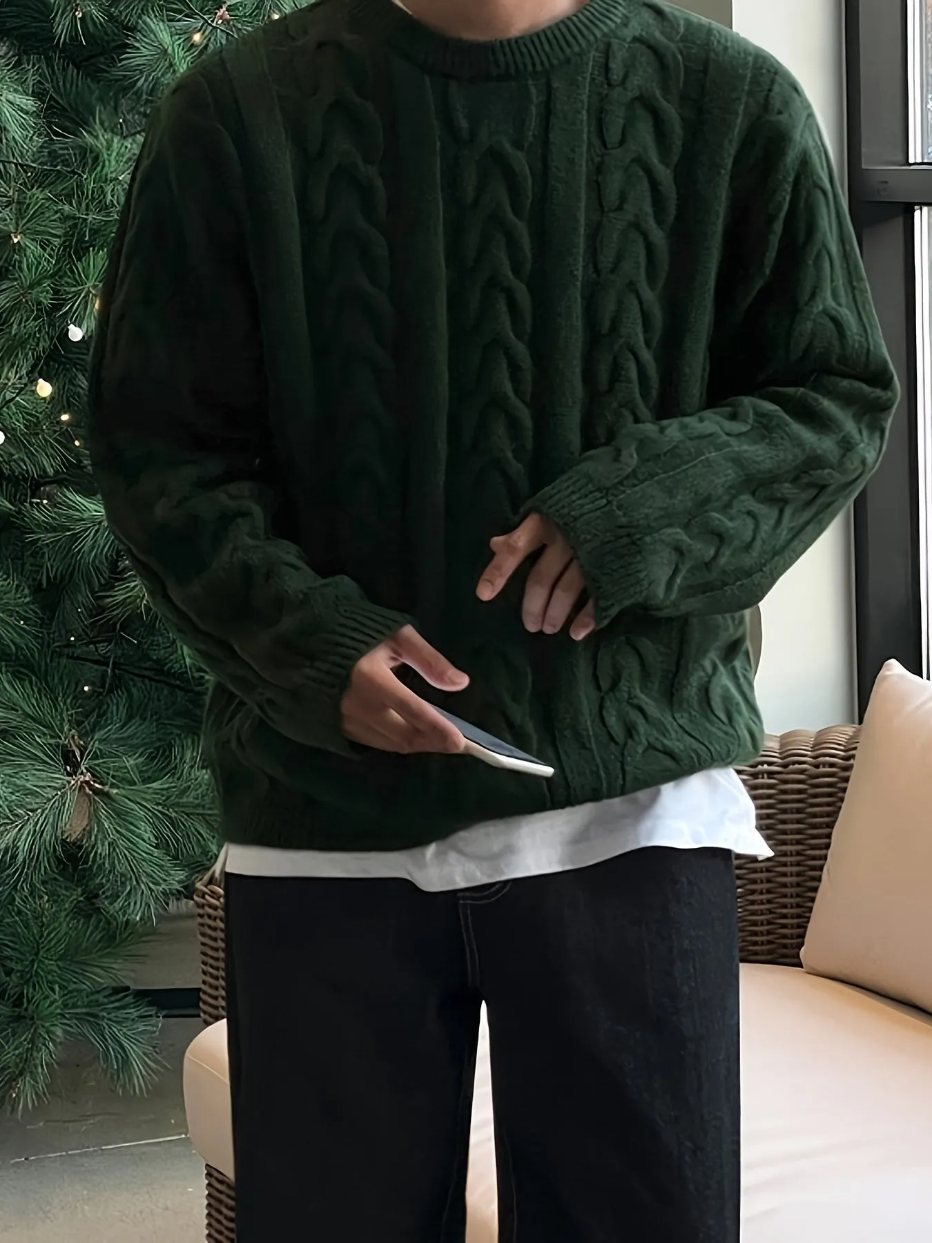 COENIX | Knitted Mens Sweater with Cable Pattern