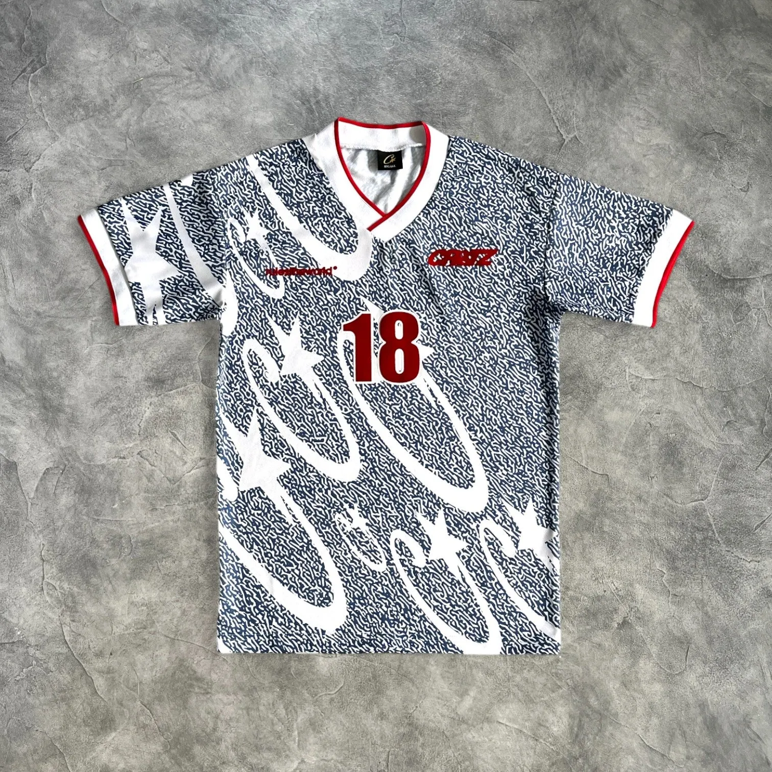 Corteiz V-Neck Football Jersey White/Blue