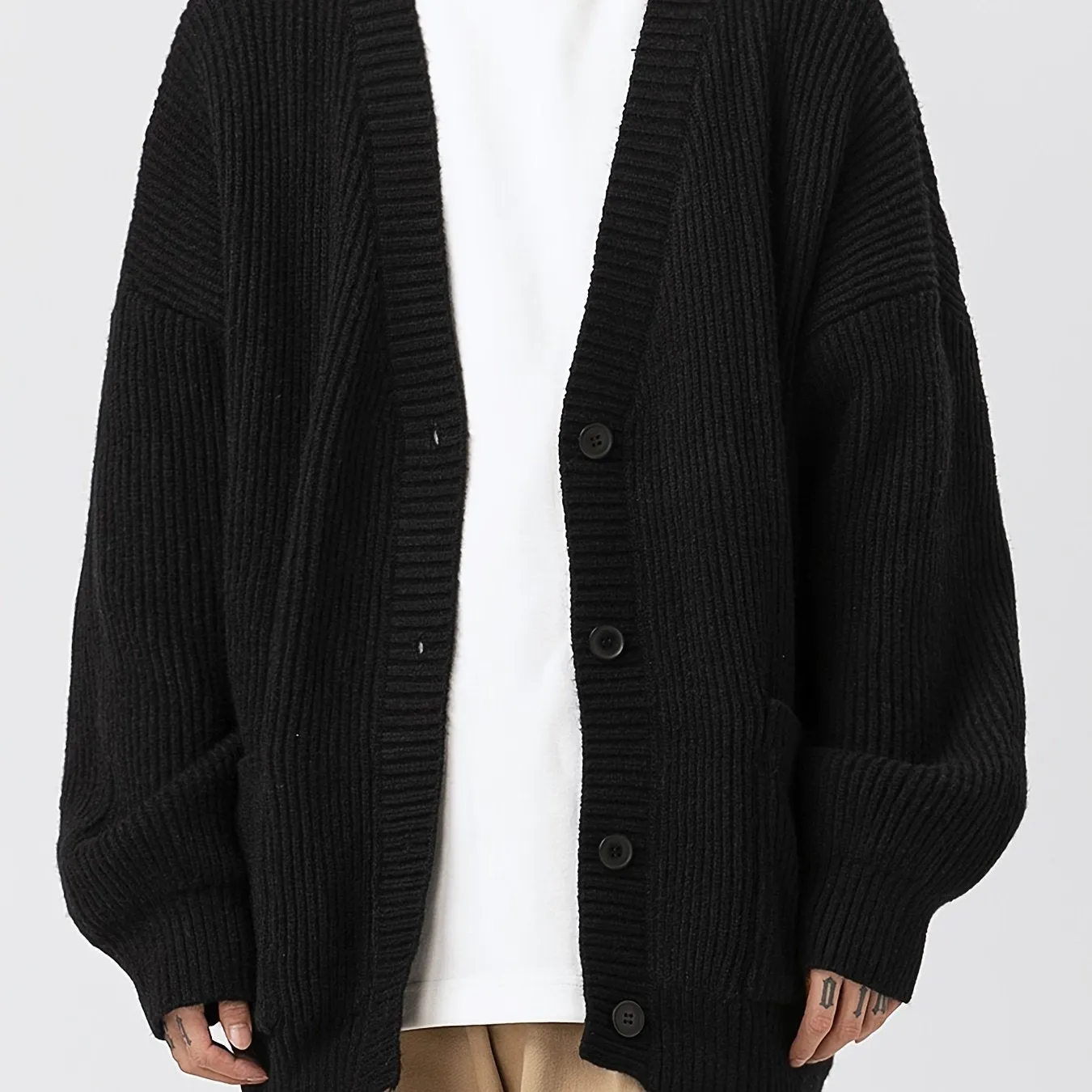 DANFIR | Solid Knitted Cardigan with Long Sleeves