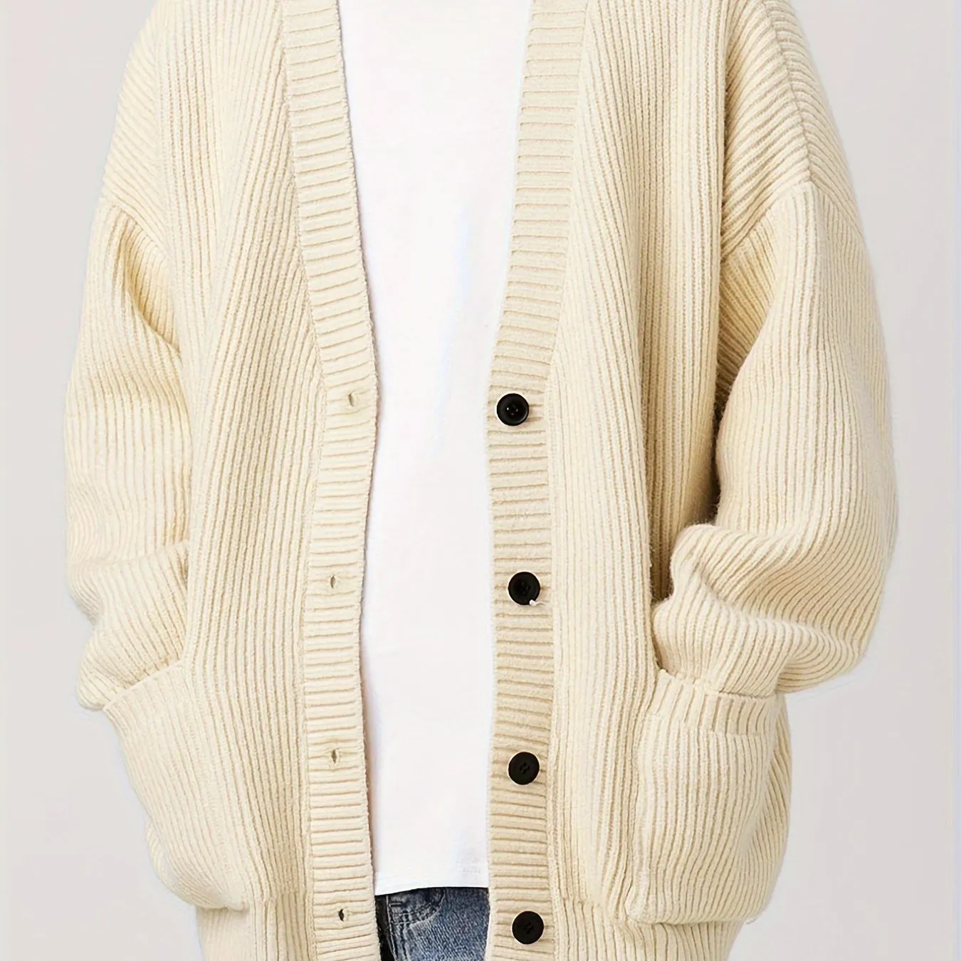 DANFIR | Solid Knitted Cardigan with Long Sleeves