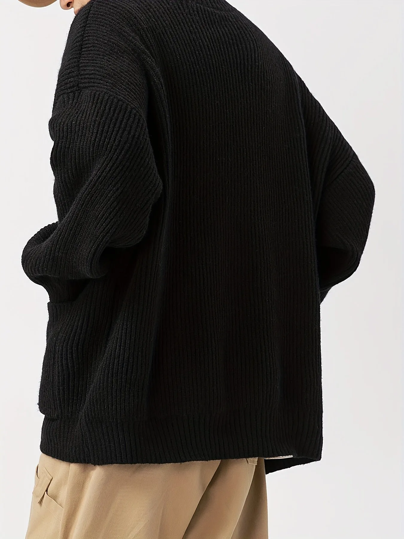 DANFIR | Solid Knitted Cardigan with Long Sleeves