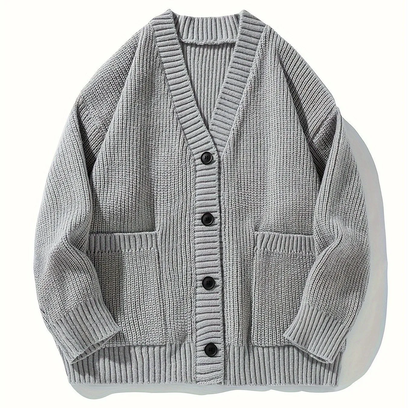DANFIR | Solid Knitted Cardigan with Long Sleeves