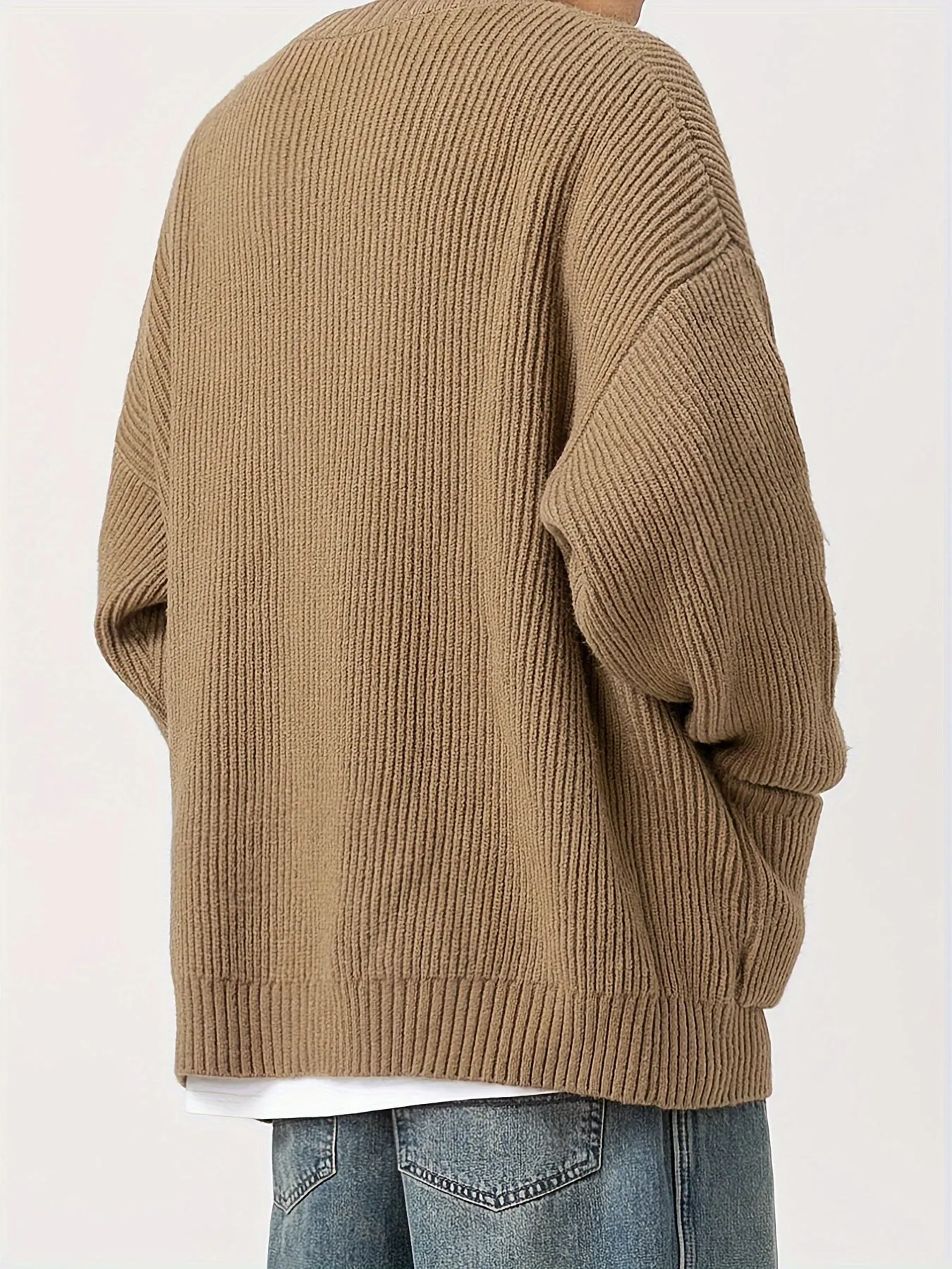 DANFIR | Solid Knitted Cardigan with Long Sleeves