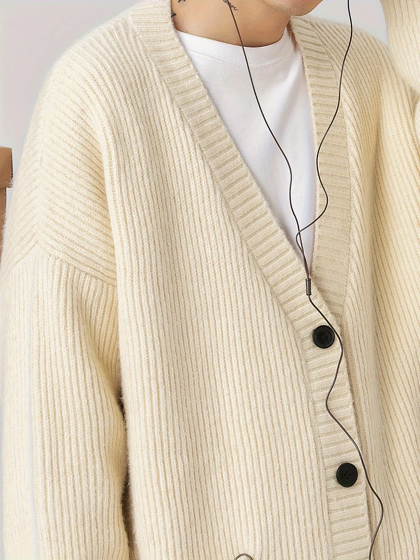 DANFIR | Solid Knitted Cardigan with Long Sleeves