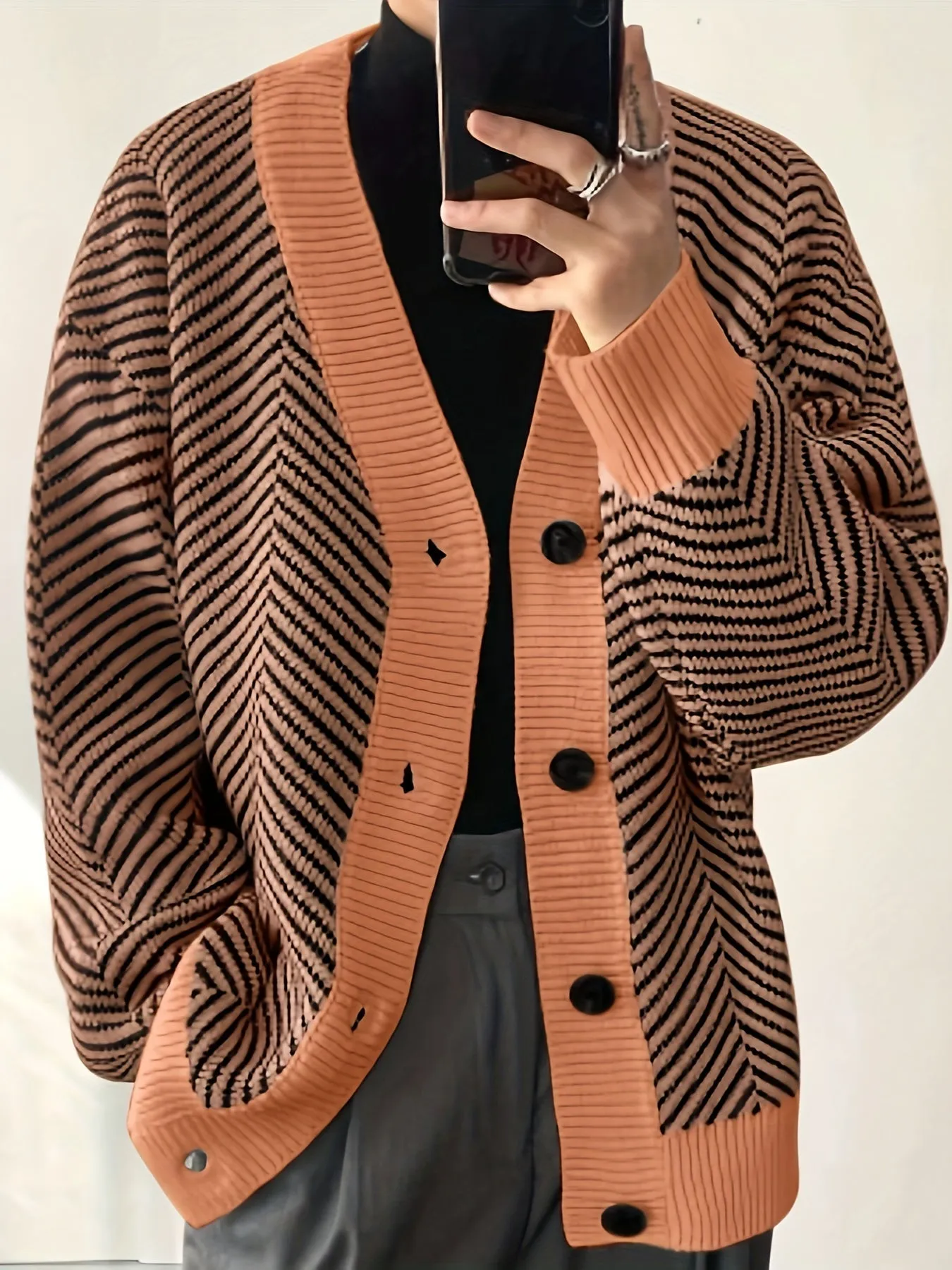 DANLUX | Casual Striped Knitted Cardigan with V-Neck