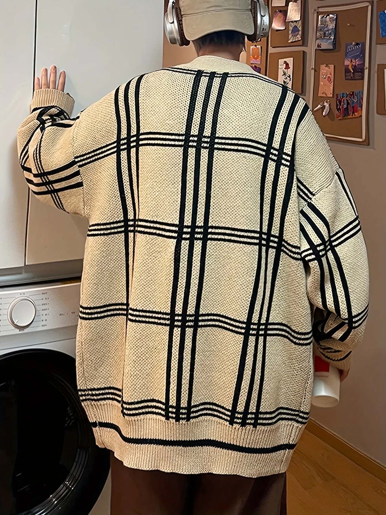 DARELL | Stylish Checked Loosely Knitted Cardigan