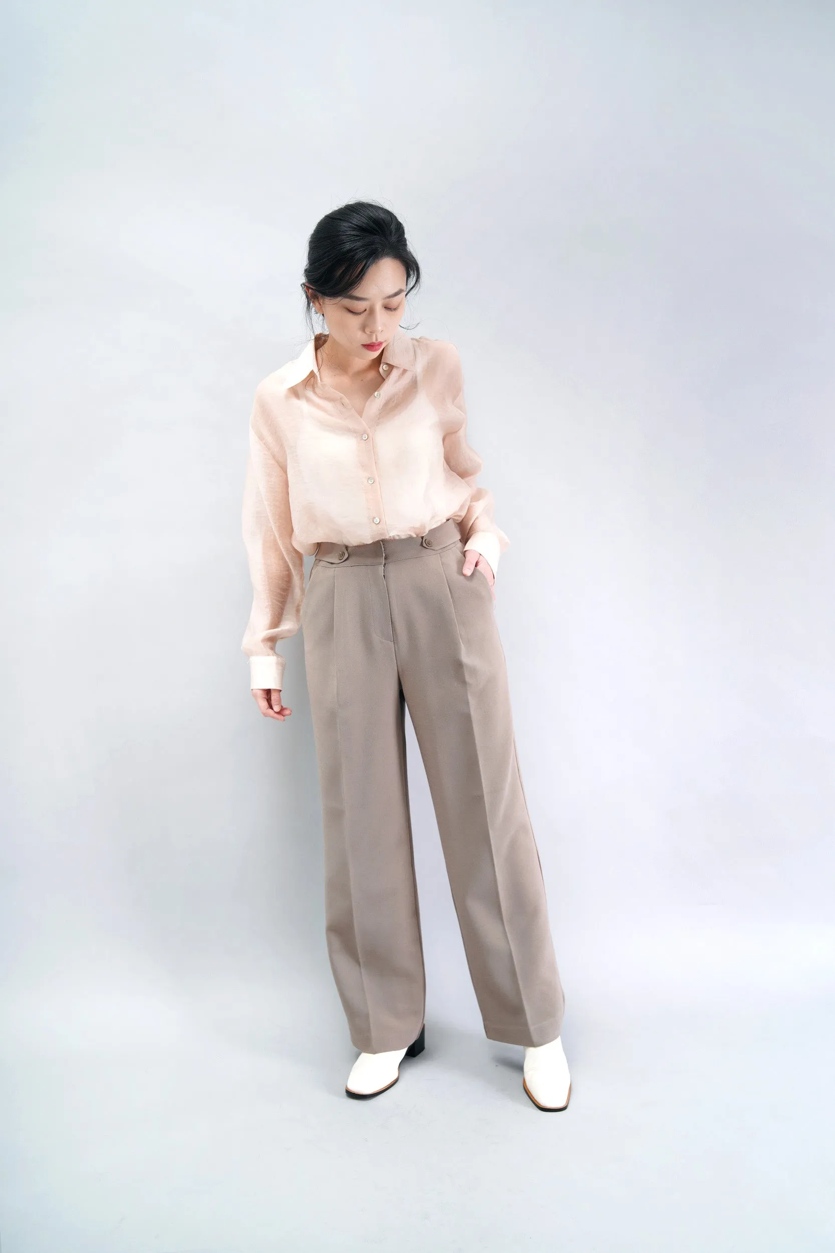 Dusty pink chifon sheer shirt