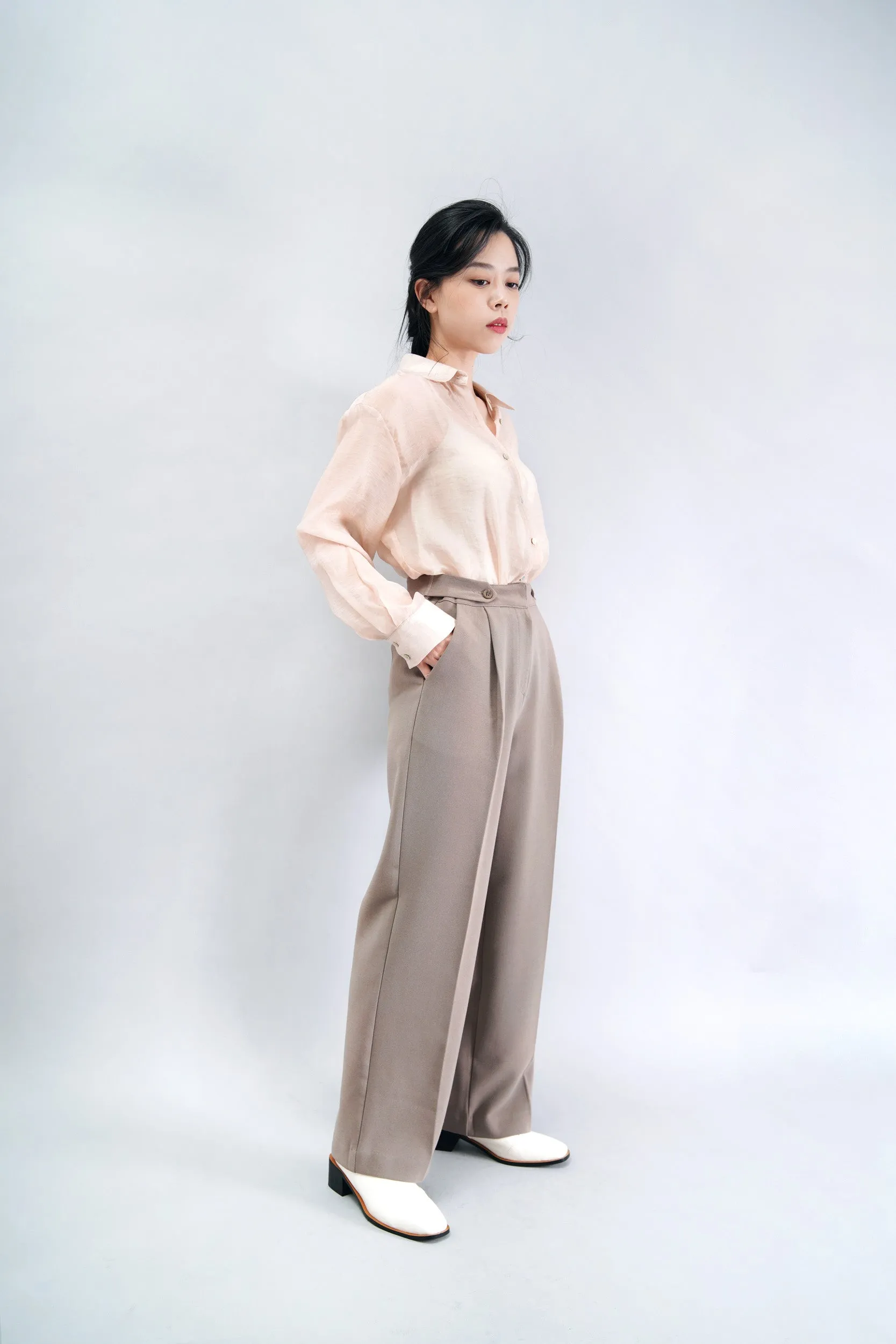 Dusty pink chifon sheer shirt