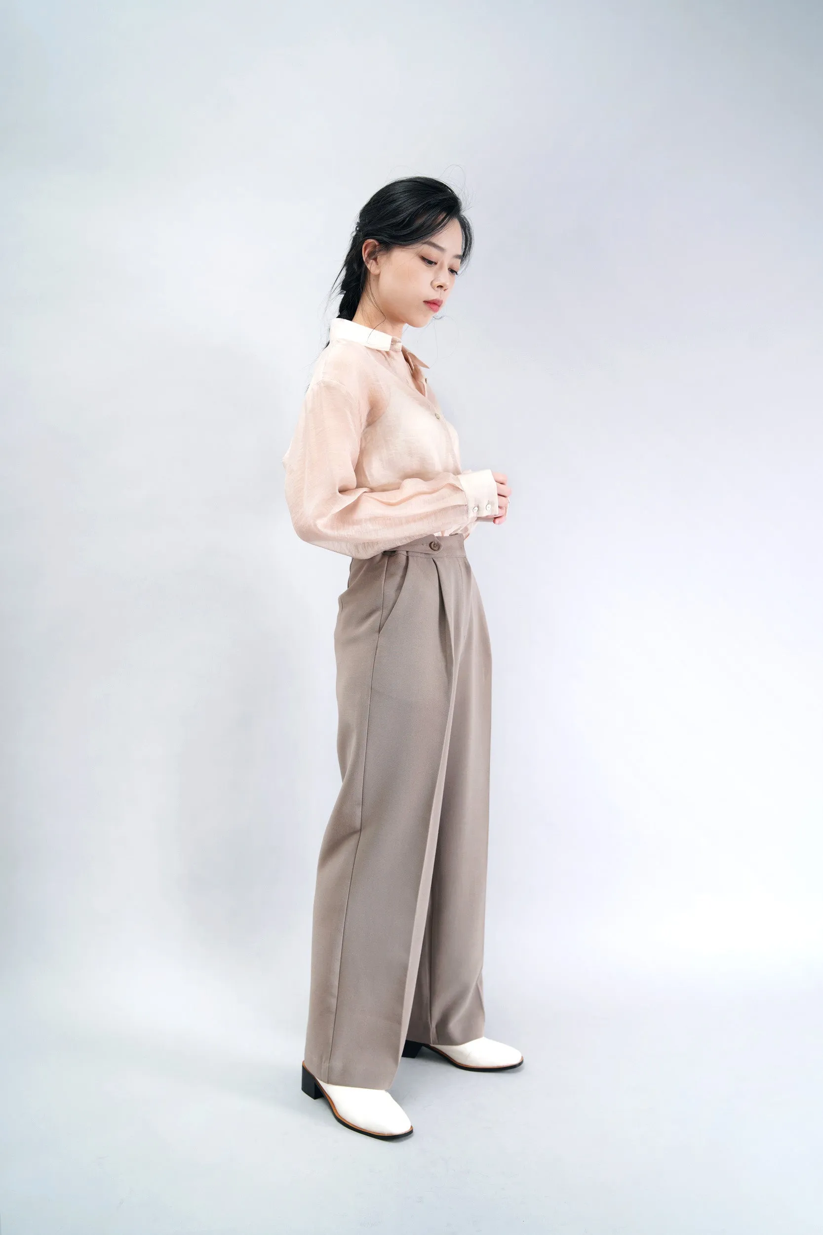 Dusty pink chifon sheer shirt