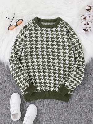 ELVIREN | Casual Sweater with Pied-de-Poule Pattern