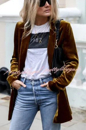 Eye Catching Street Style Velvet Blazer