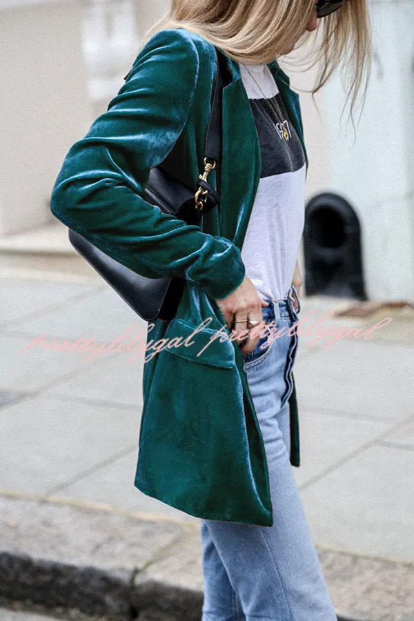 Eye Catching Street Style Velvet Blazer
