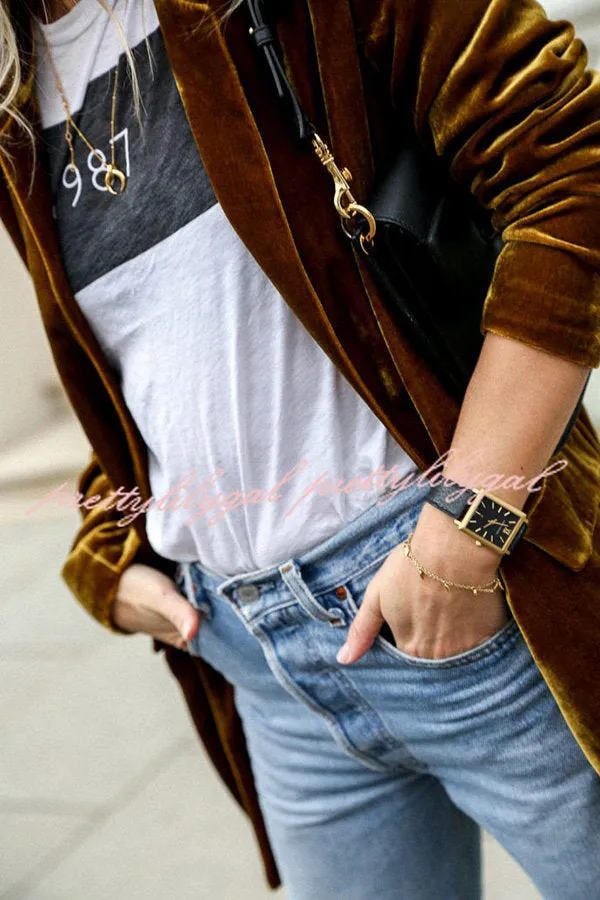 Eye Catching Street Style Velvet Blazer