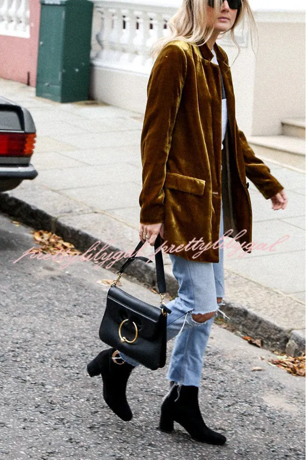 Eye Catching Street Style Velvet Blazer