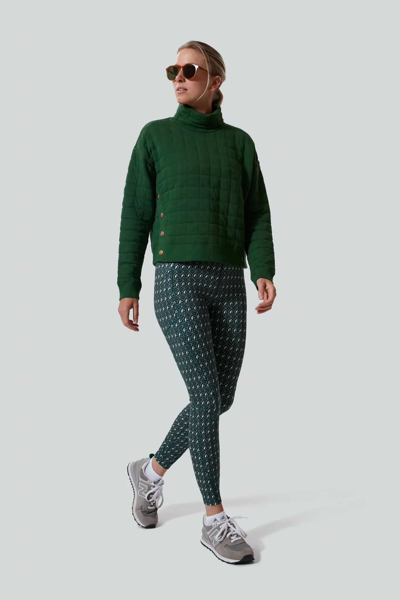 Fairway Green Quilted Wright Funnel Neck