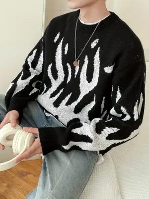 FENLOX | Mens Casual Knitted Sweater with Graphic Print