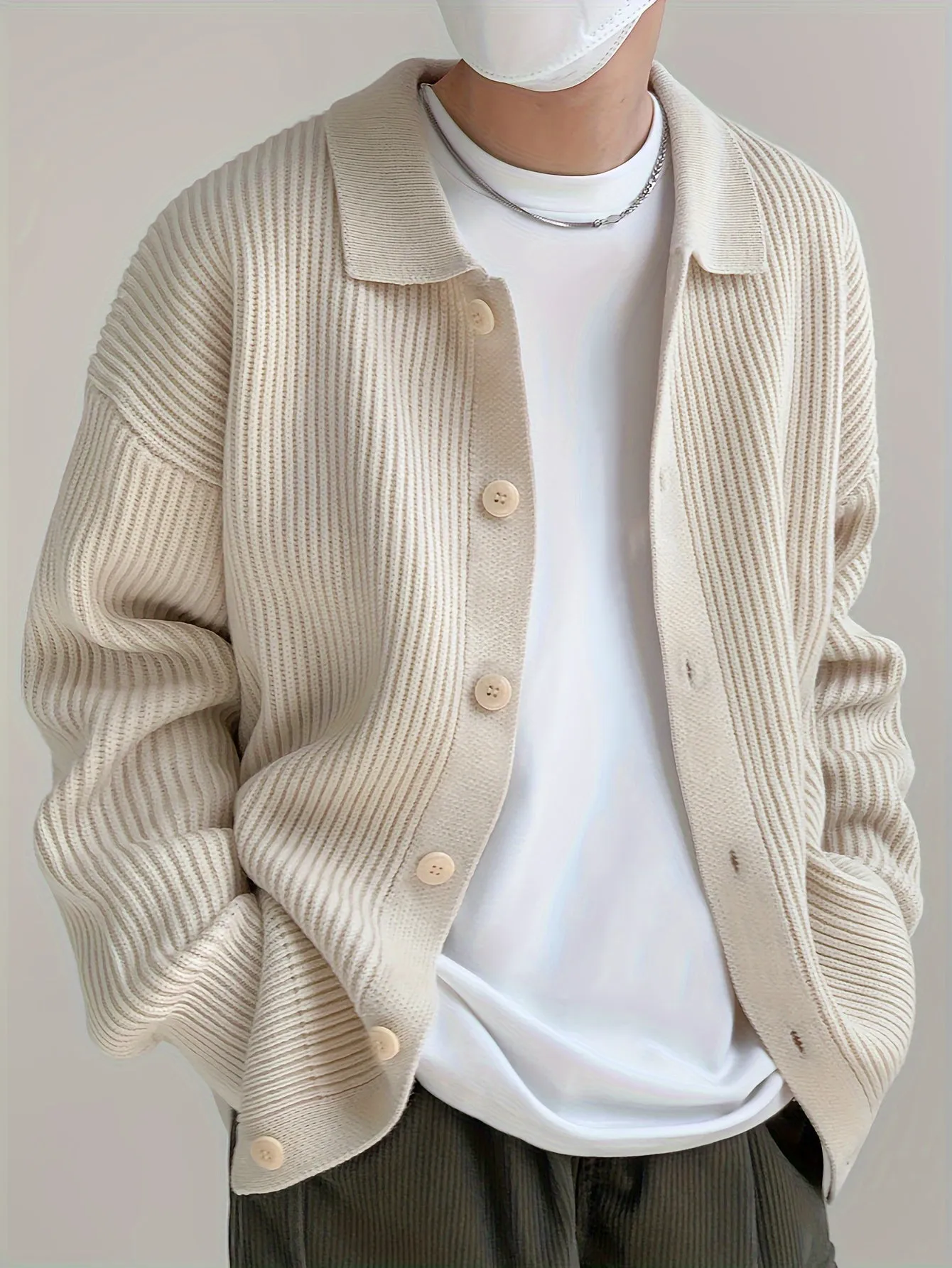 FENLUX | Mens Casual Knitted Cardigan with Long Sleeves