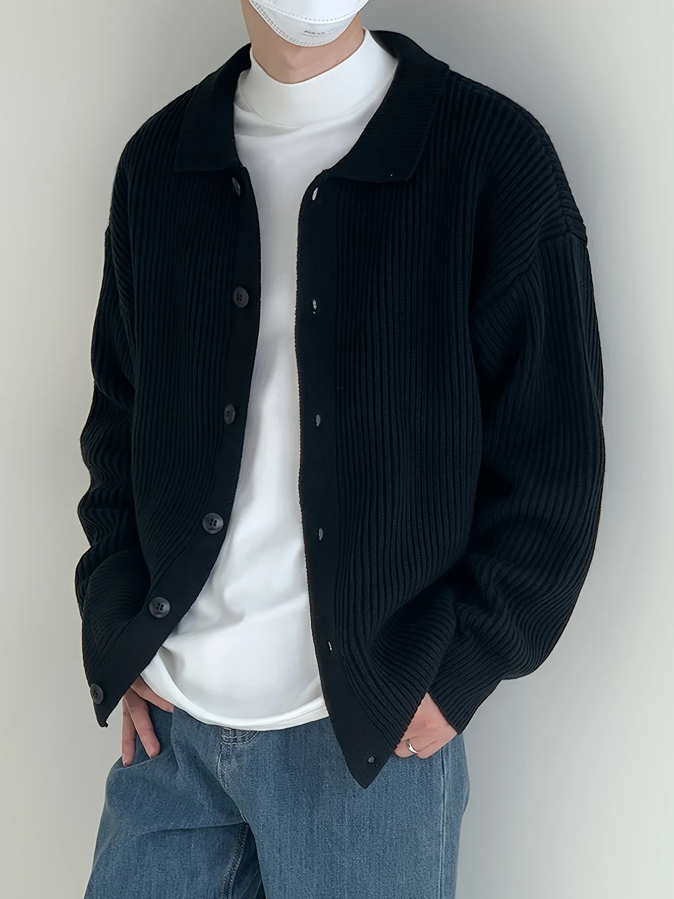 FENLUX | Mens Casual Knitted Cardigan with Long Sleeves
