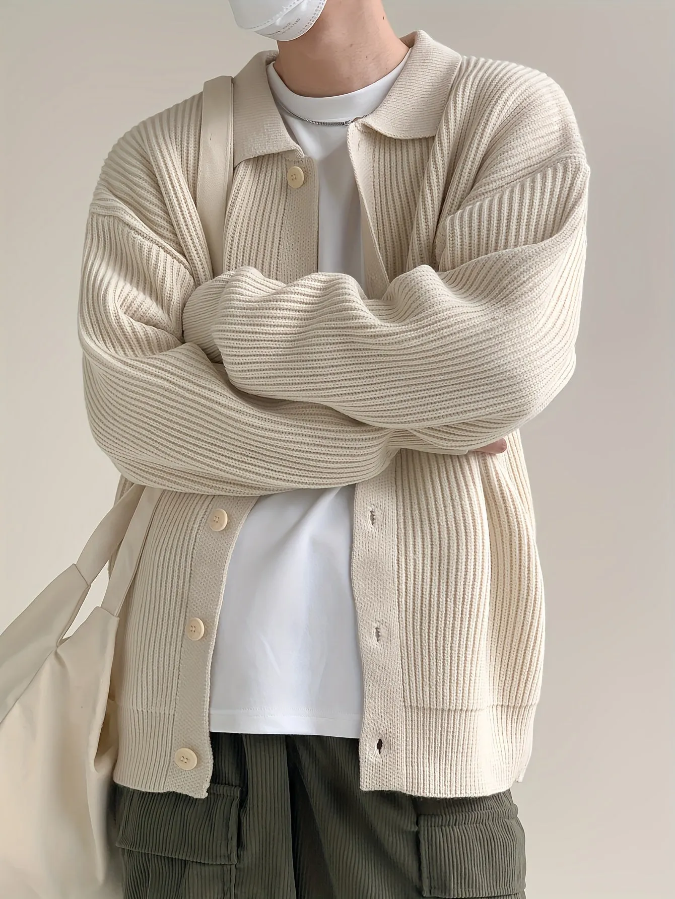 FENLUX | Mens Casual Knitted Cardigan with Long Sleeves