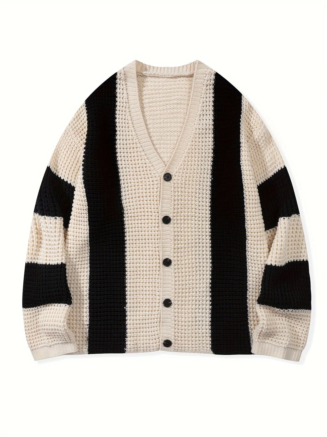 FENRICK | Mens Knitted Cardigan with Color Blocks