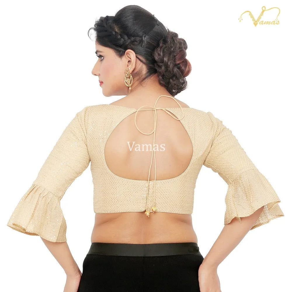 Gold Vamas Chiffon Back Open Ready Made Blouse