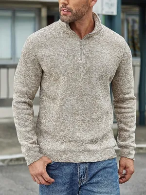 HENZO | Knitted Mens Sweater with Half-Zipper, Slim Fit