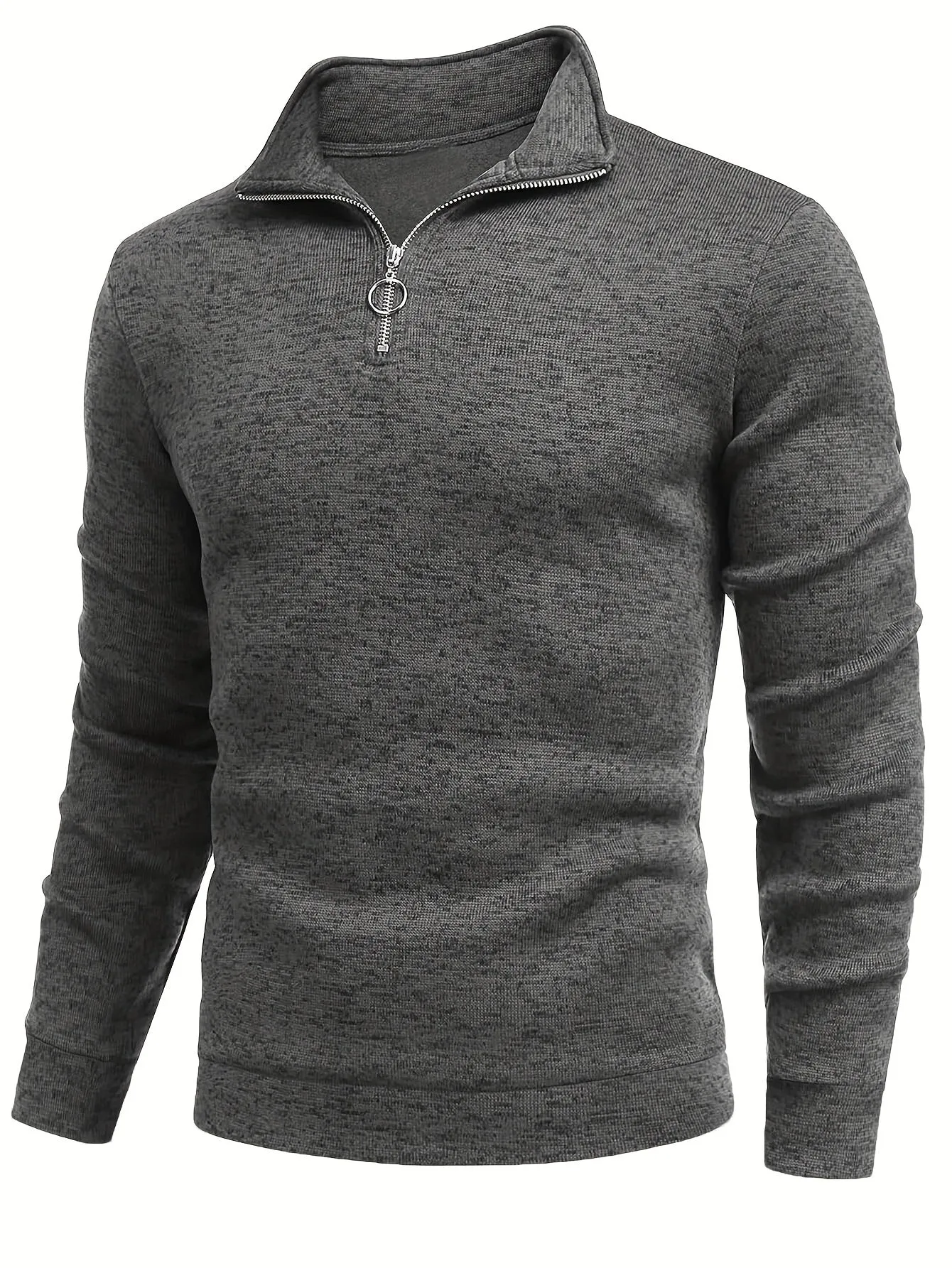 HENZO | Knitted Mens Sweater with Half-Zipper, Slim Fit