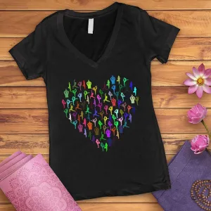 I Love Yoga Heart V-Neck Tee