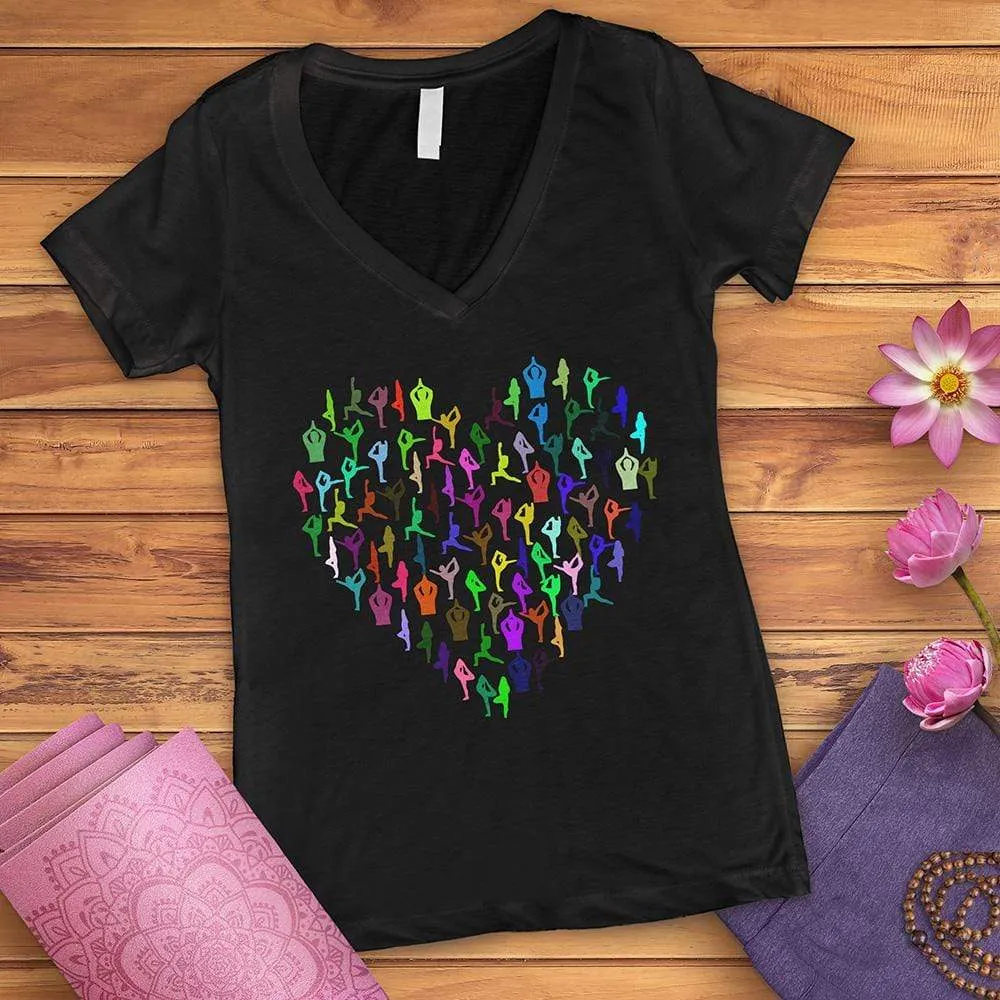I Love Yoga Heart V-Neck Tee