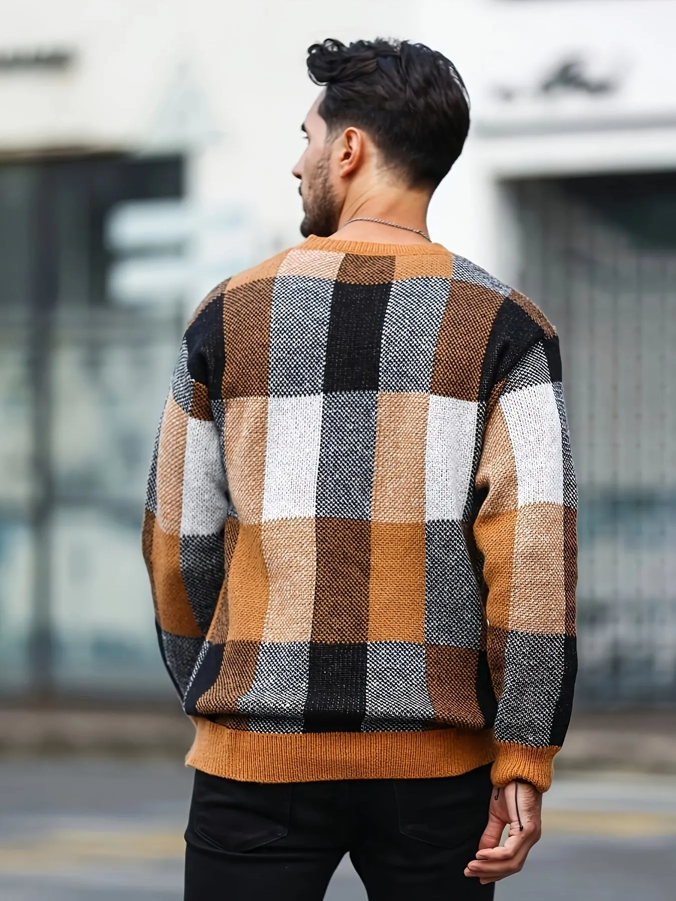 JAREVIN | Mens Sweater with Print and Stripes