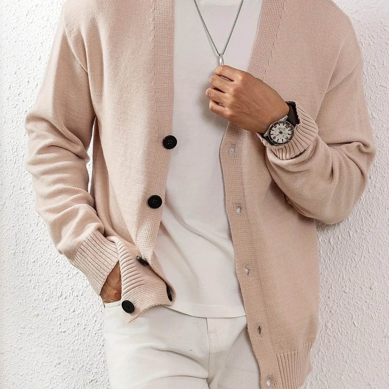JARLON | Solid Knitted Mens Cardigan
