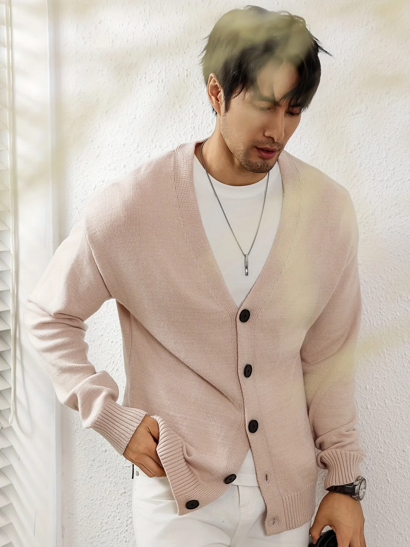 JARLON | Solid Knitted Mens Cardigan