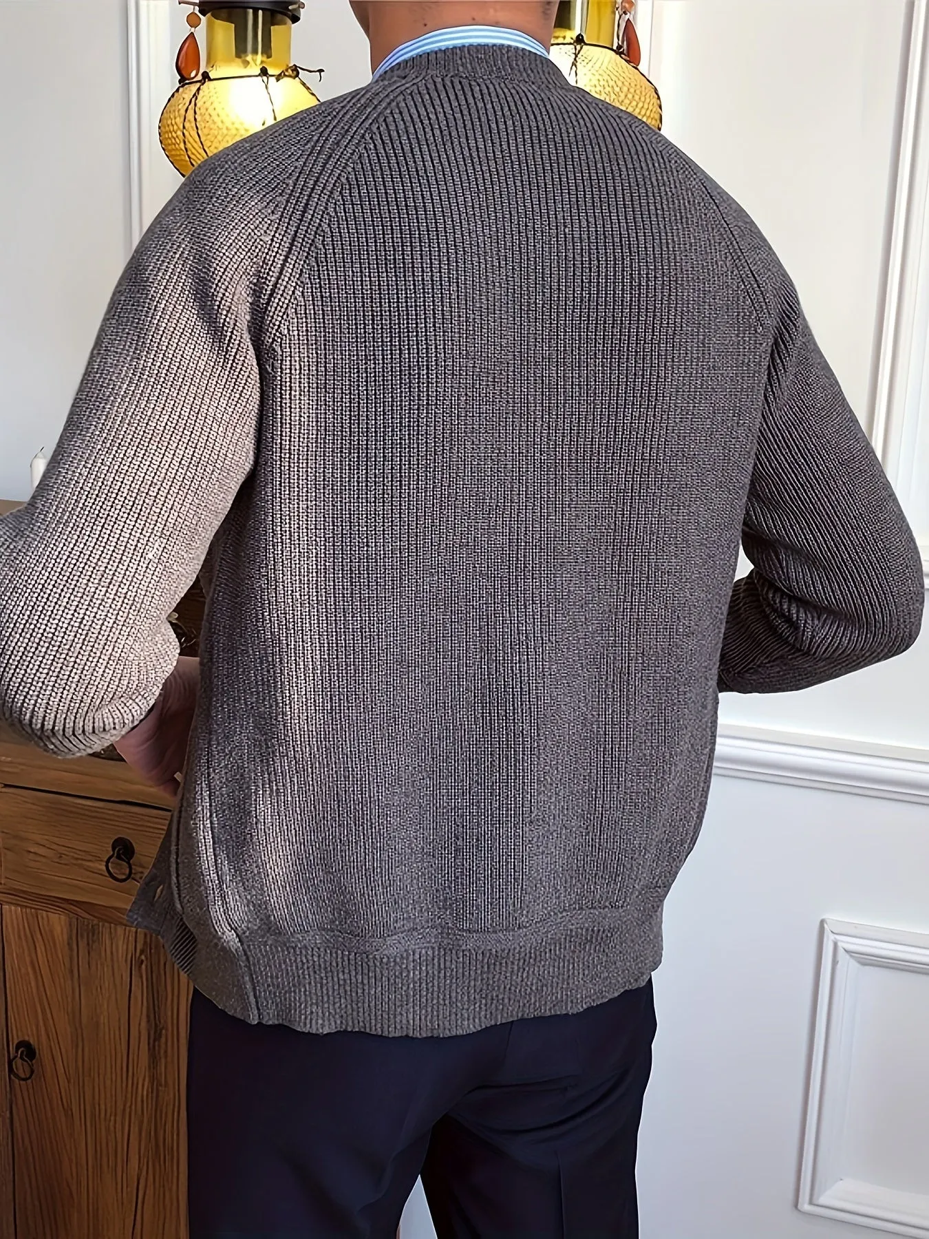 JELMAR | Striped Knitted Vest with Round Neck and Buttons