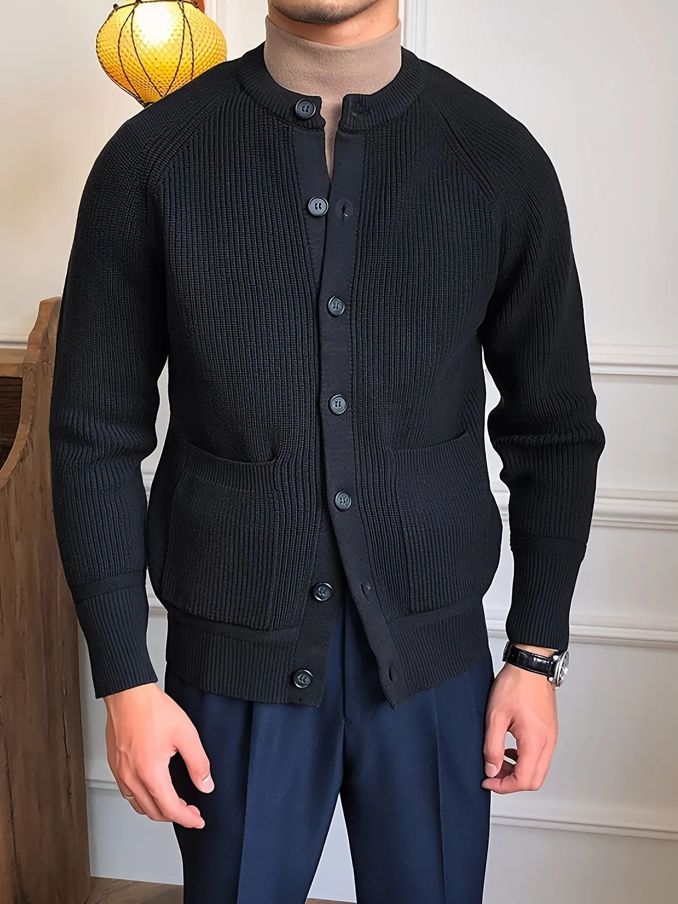 JELMAR | Striped Knitted Vest with Round Neck and Buttons