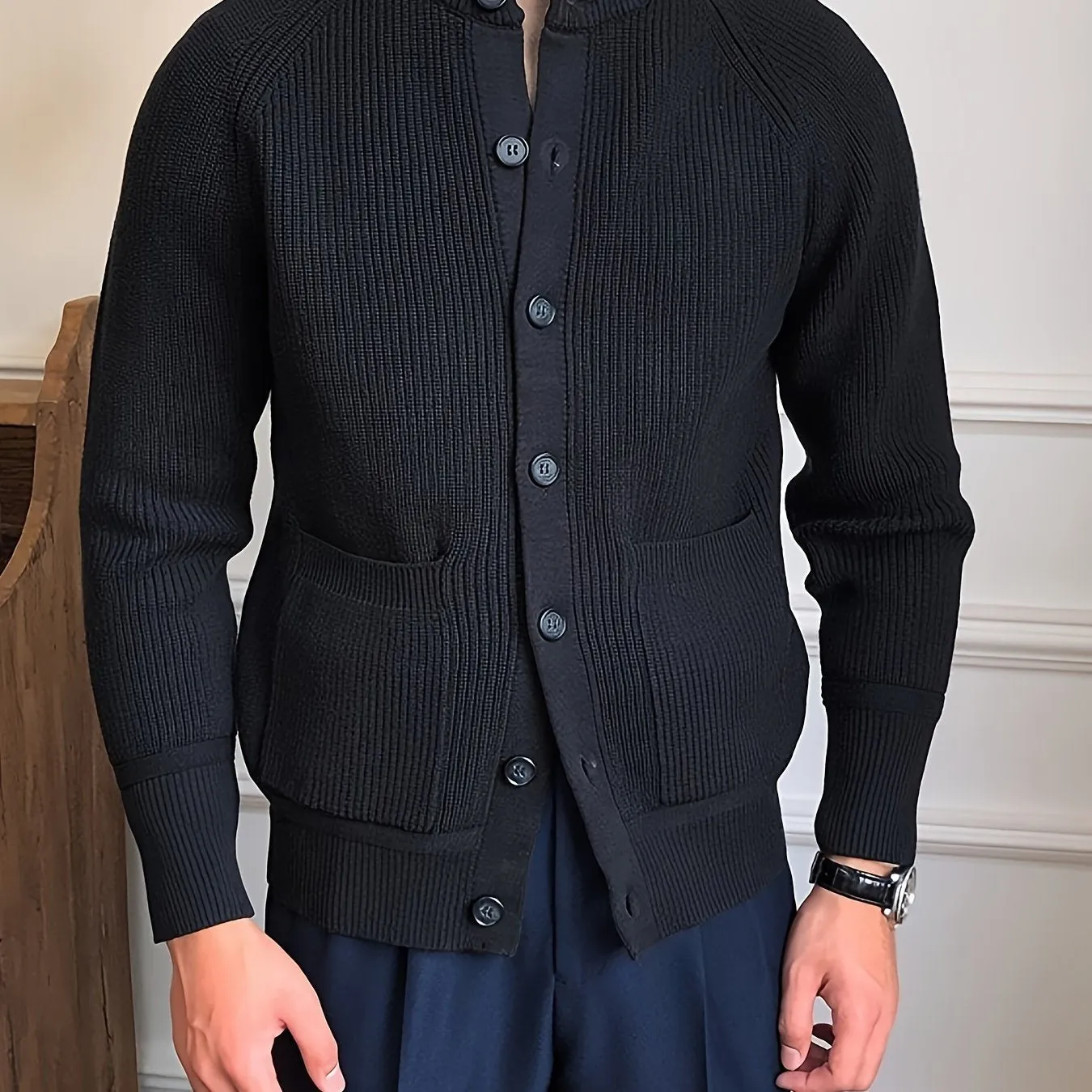 JELMAR | Striped Knitted Vest with Round Neck and Buttons