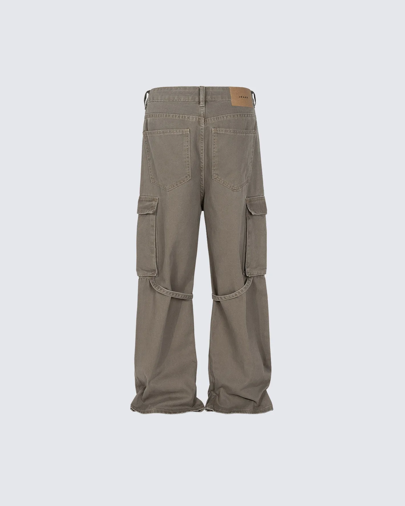 Knee Strap Pleated Denim Pants